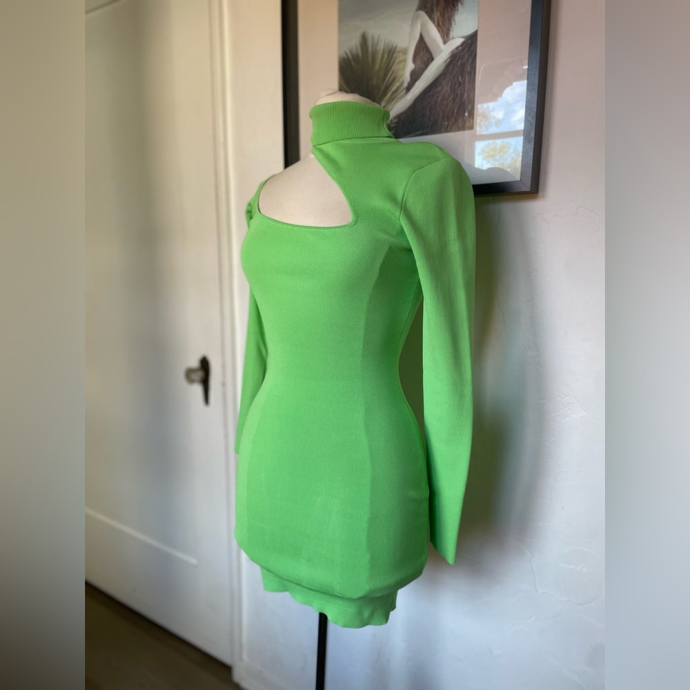 Superdown bright green mini cut out bodycon dress size medium